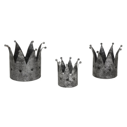 Elegant Antique Silver Crown Tealight Holder Decor - Darlington's Décor
