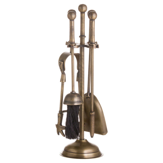Elegant Ball Topped Companion Set In Antique Brass - Darlington's Décor
