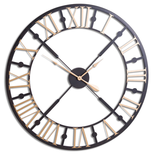 Elegant Black And Gold Skeleton Clock For Luxurious Decor - Darlington's Décor
