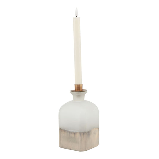 Elegant Burnished Dipped and Aged Brass Large Candle Holder Vase - Darlington's Décor