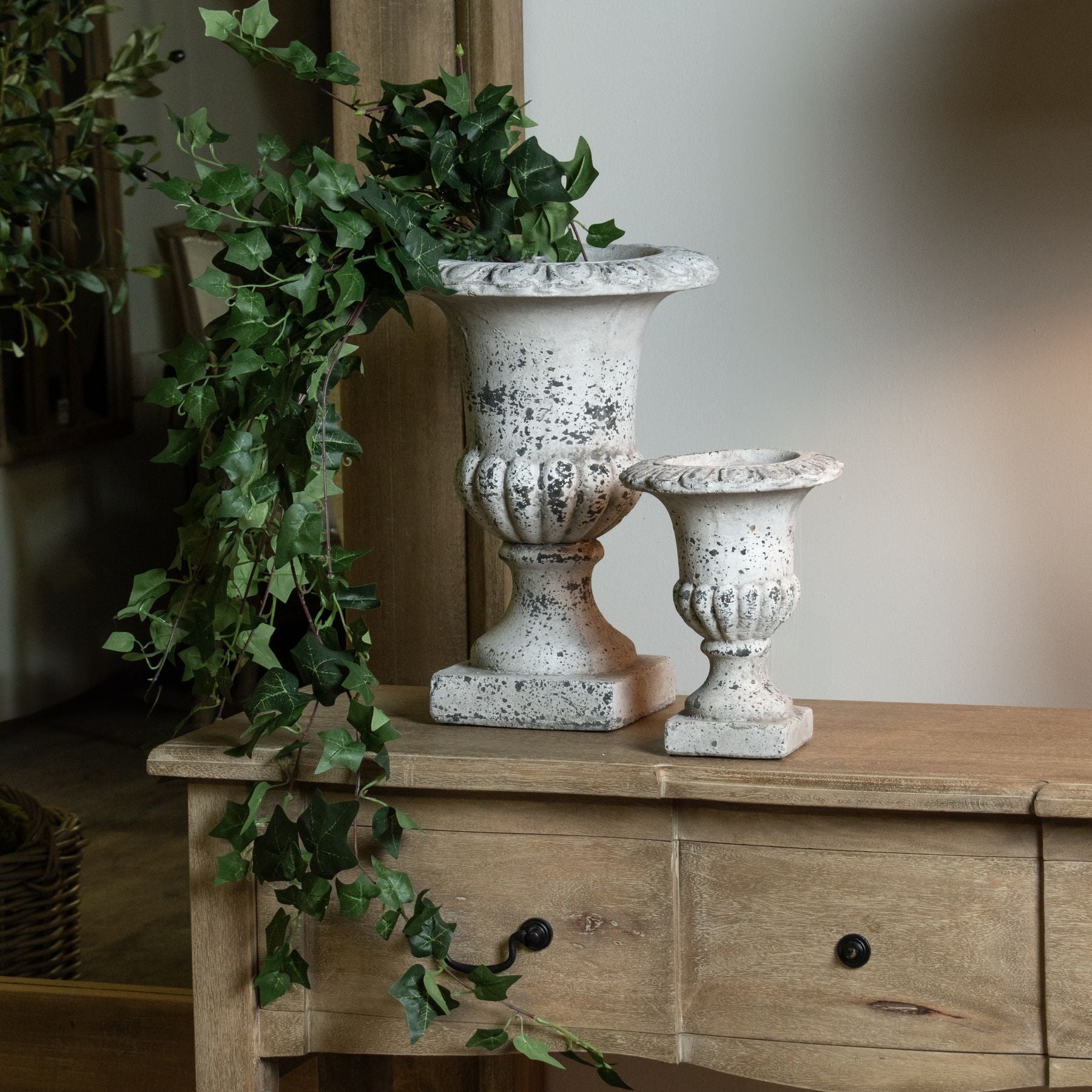 Elegant Fluted Stone Ceramic Urn for Timeless Style - Darlington's Décor