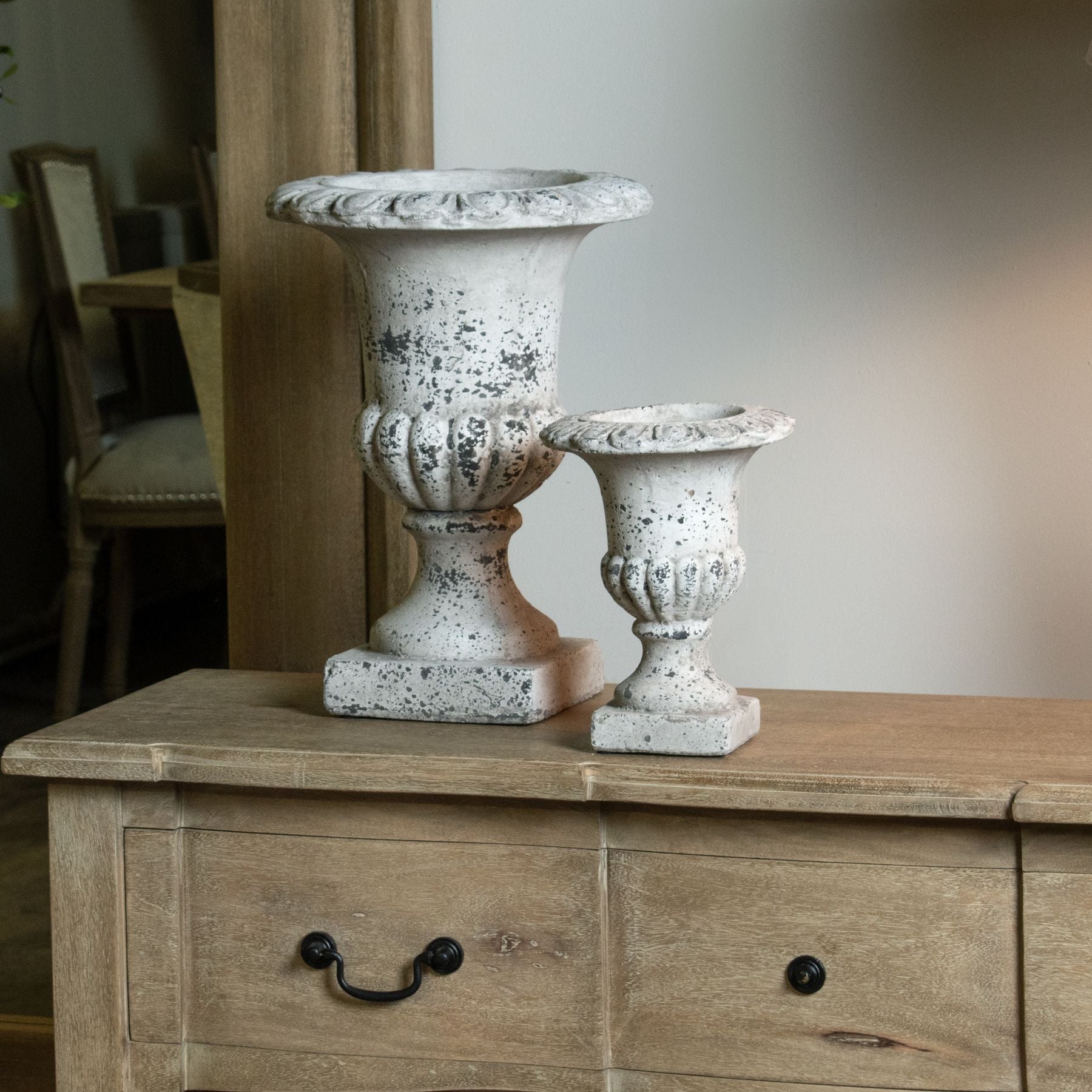 Elegant Fluted Stone Ceramic Urn for Timeless Style - Darlington's Décor