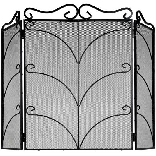 Elegant Heavy Large Black Ornate Fire Screen Decor - Darlington's Décor