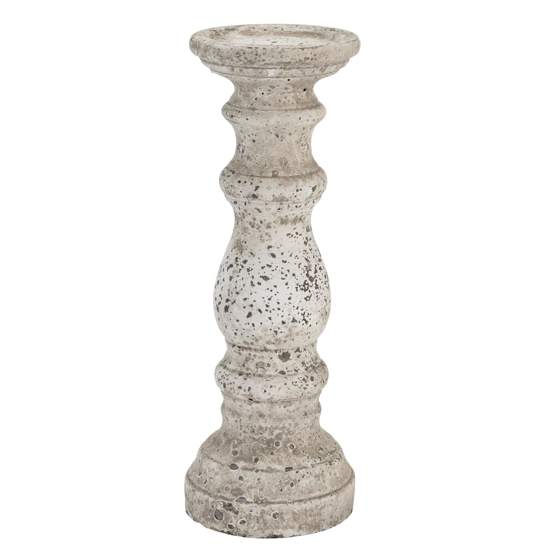 Elegant Large Stone Ceramic Column Candle Holder Decor - Darlington's Décor