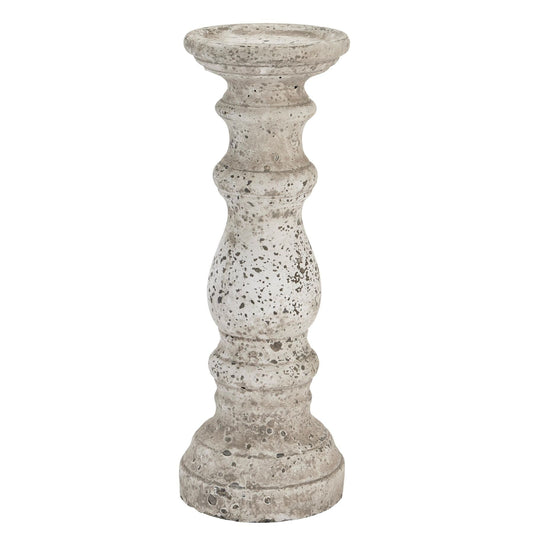 Elegant Large Stone Ceramic Column Candle Holder Decor - Darlington's Décor
