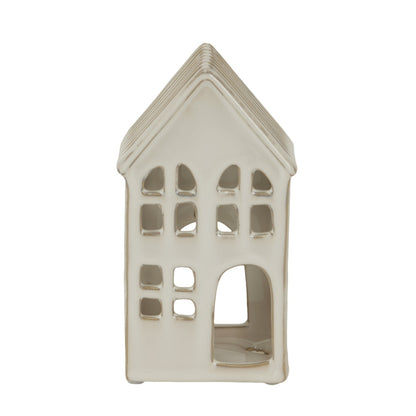 Elegant Large White Ceramic House Tea Light Holder - Darlington's Décor