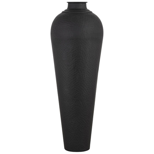 Elegant Matt Black Large Hammered Vase With Lid - Darlington's Décor