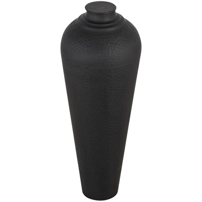 Elegant Matt Black Medium Hammered Vase With Lid - Darlington's Décor