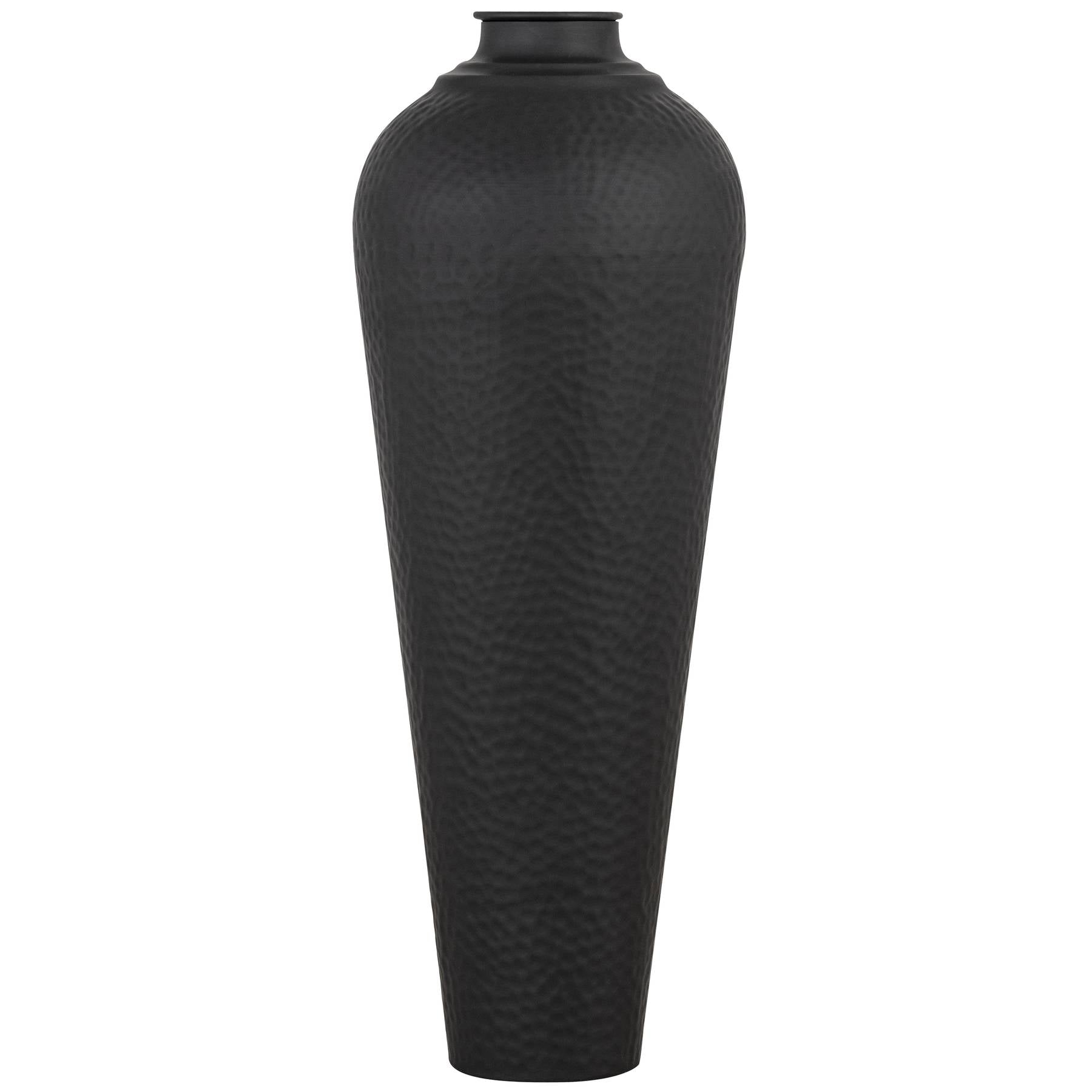 Elegant Matt Black Medium Hammered Vase With Lid - Darlington's Décor