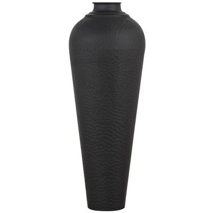 Elegant Matt Black Medium Hammered Vase With Lid - Darlington's Décor