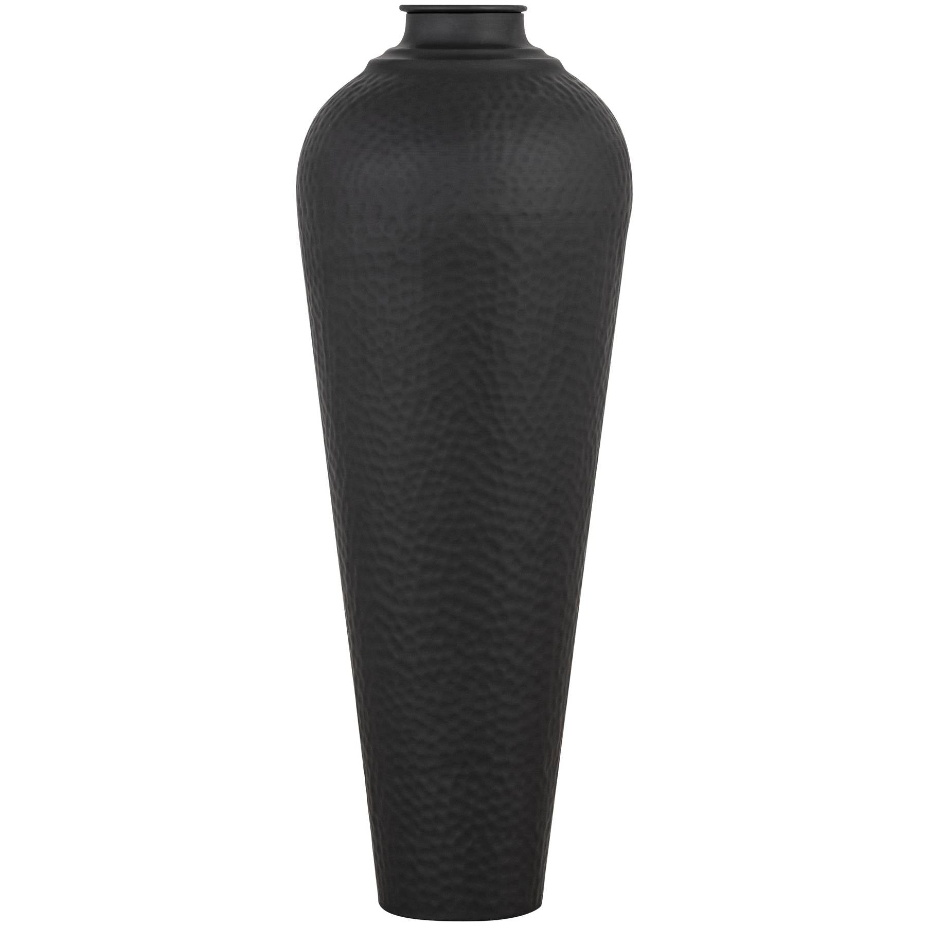 Elegant Matt Black Medium Hammered Vase With Lid - Darlington's Décor