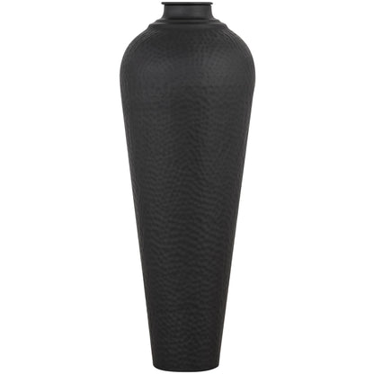 Elegant Matt Black Medium Hammered Vase With Lid - Darlington's Décor