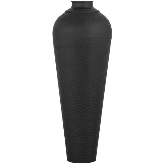 Elegant Matt Black Medium Hammered Vase With Lid - Darlington's Décor