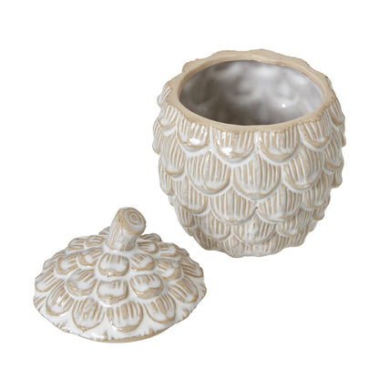 Elegant Medium Ceramic Pine Cone Trinket Dish With Lid - Darlington's Décor