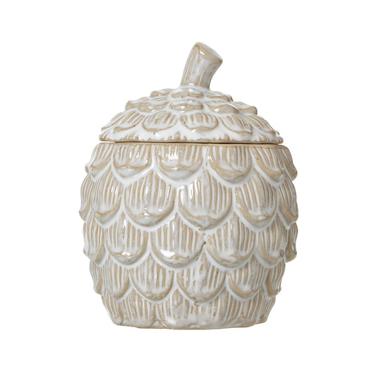 Elegant Medium Ceramic Pine Cone Trinket Dish With Lid - Darlington's Décor