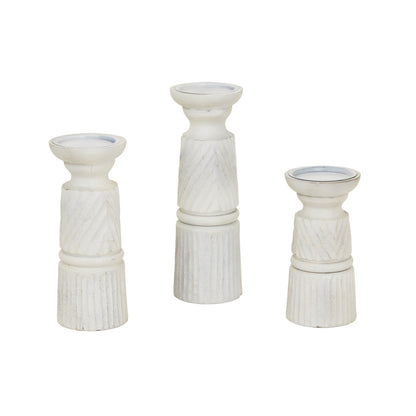 Elegant Medium White Carved Candle Holder for Any Space - Darlington's Décor