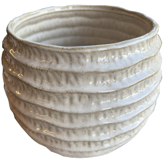 Elegant Pallida Ridged Pot Vase for Modern Interiors - Darlington's Décor
