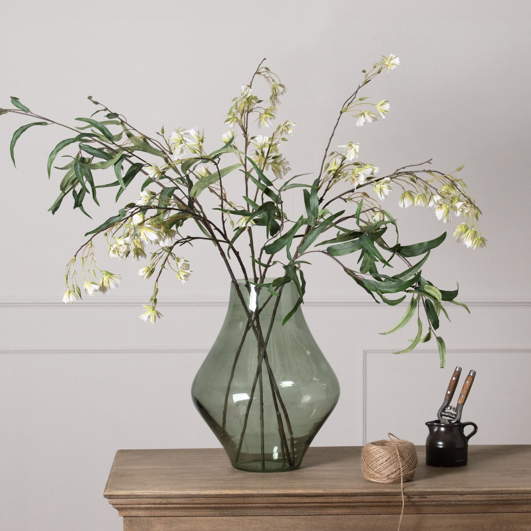 Elegant Platform Bouquet Vase Sage Green for Home Decor - Darlington's Décor