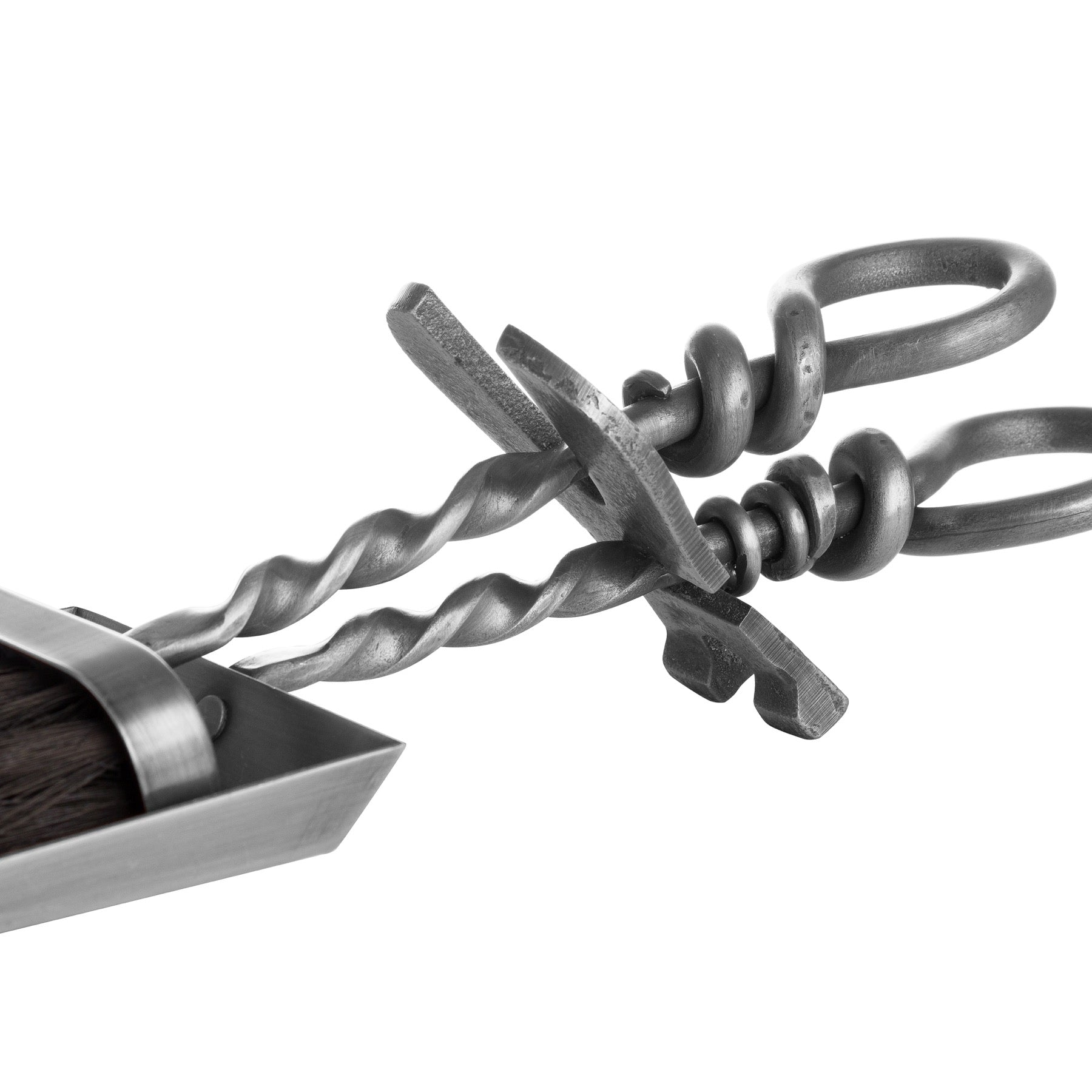 Elegant Silver Hearth Tidy Set With Hand Turned Loop Handle - Darlington's Décor