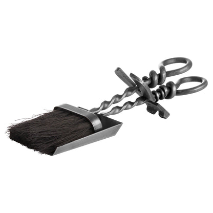 Elegant Silver Hearth Tidy Set With Hand Turned Loop Handle - Darlington's Décor