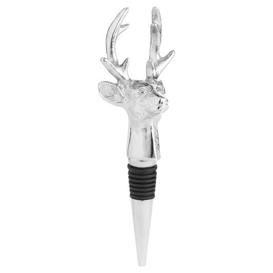 Elegant Silver Nickel Reindeer Bottle Stopper Design - Darlington's Décor