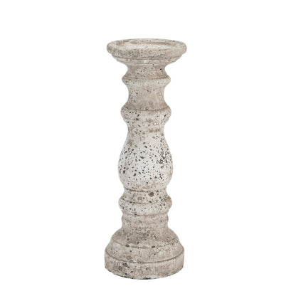 Elegant Small Stone Ceramic Column Candle Holder - Darlington's Décor