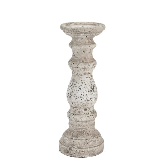Elegant Small Stone Ceramic Column Candle Holder - Darlington's Décor