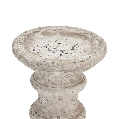 Elegant Small Stone Ceramic Column Candle Holder - Darlington's Décor