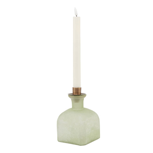 Elegant Smoked Sage and Aged Brass Candle Holder Vase - Darlington's Décor
