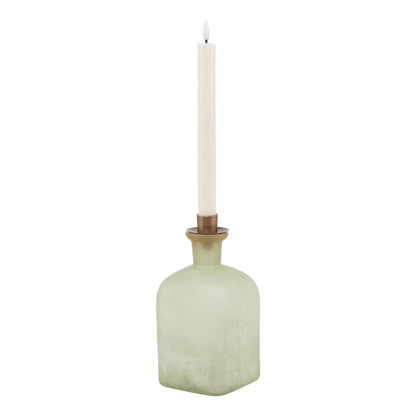 Elegant Smoked Sage and Aged Brass Large Candle Holder Vase - Darlington's Décor