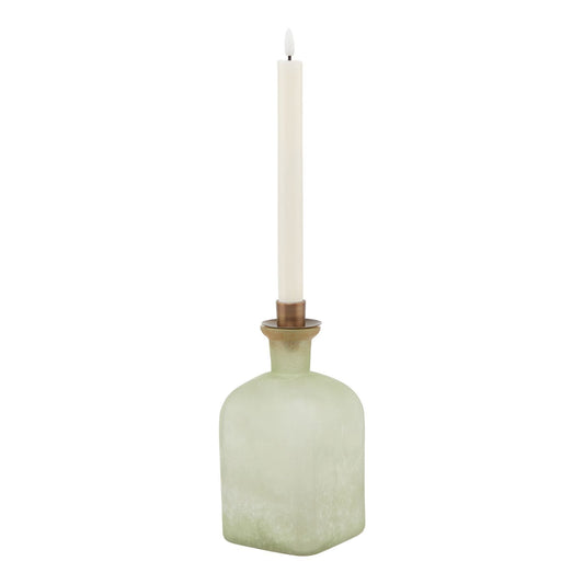 Elegant Smoked Sage and Aged Brass Large Candle Holder Vase - Darlington's Décor