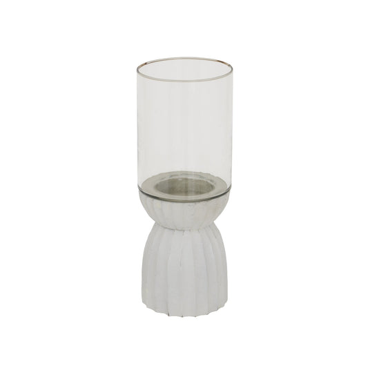 Elegant White Carved Hurricane Lantern for Timeless Ambiance - Darlington's Décor