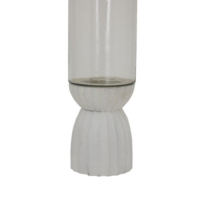 Elegant White Carved Hurricane Lantern for Timeless Ambiance - Darlington's Décor