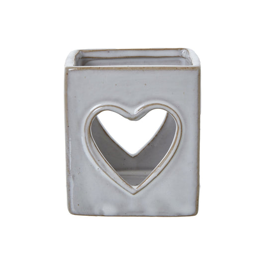 Elegant White Ceramic Heart Cut - Out Square Tealight Holder - Darlington's Décor