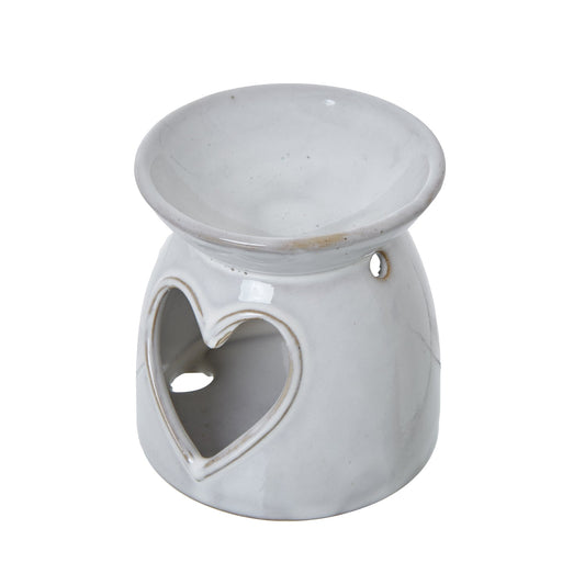 Elegant White Ceramic Heart Cut - Out Wax Melt Tealight Holder - Darlington's Décor
