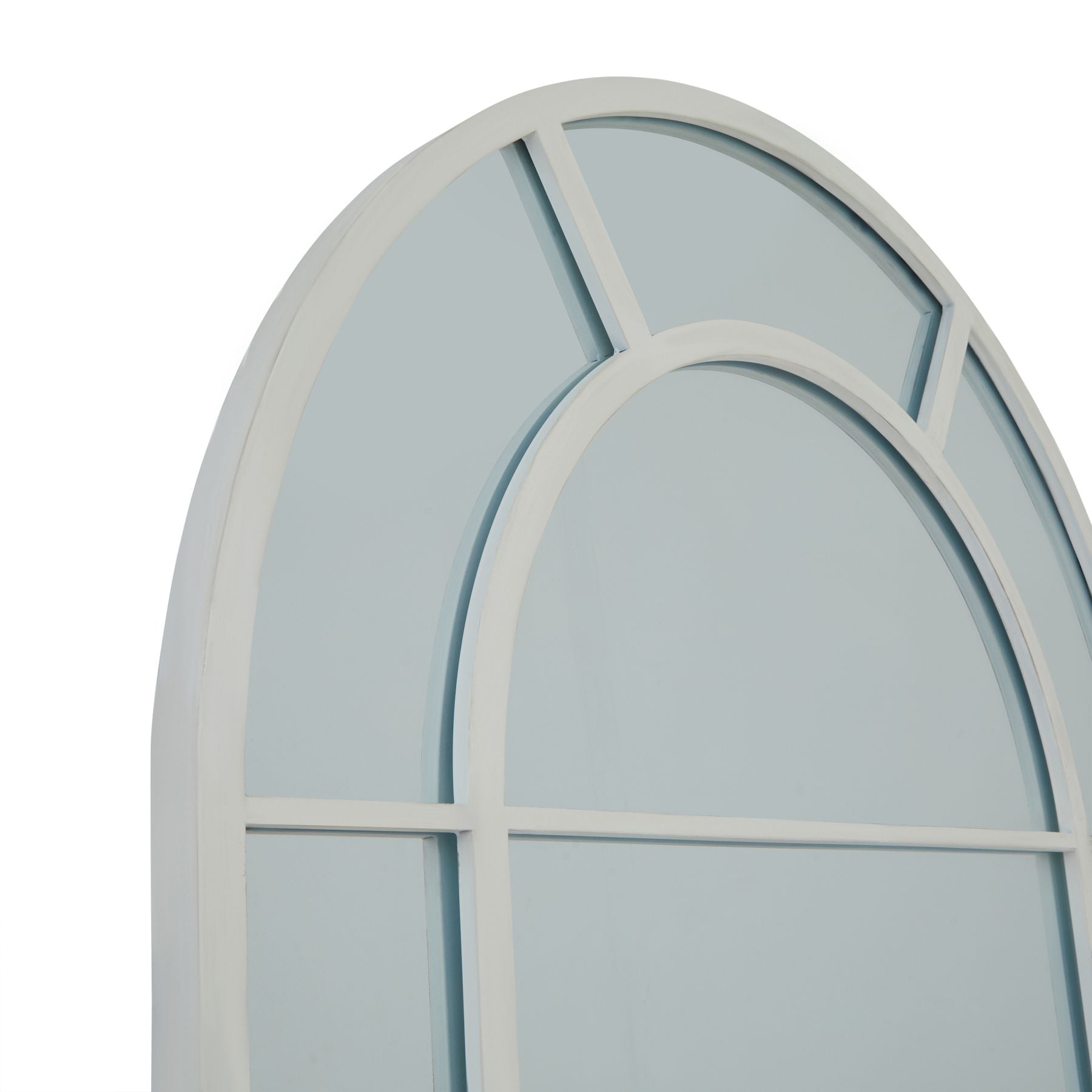 Elegant White Large Arched Window Mirror for Any Space - Darlington's Décor