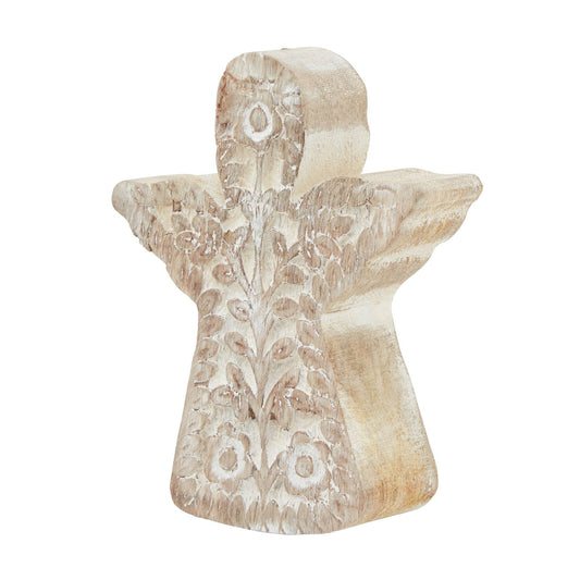 Elegant White Wash Collection Patterned Large Angel Decoration - Darlington's Décor