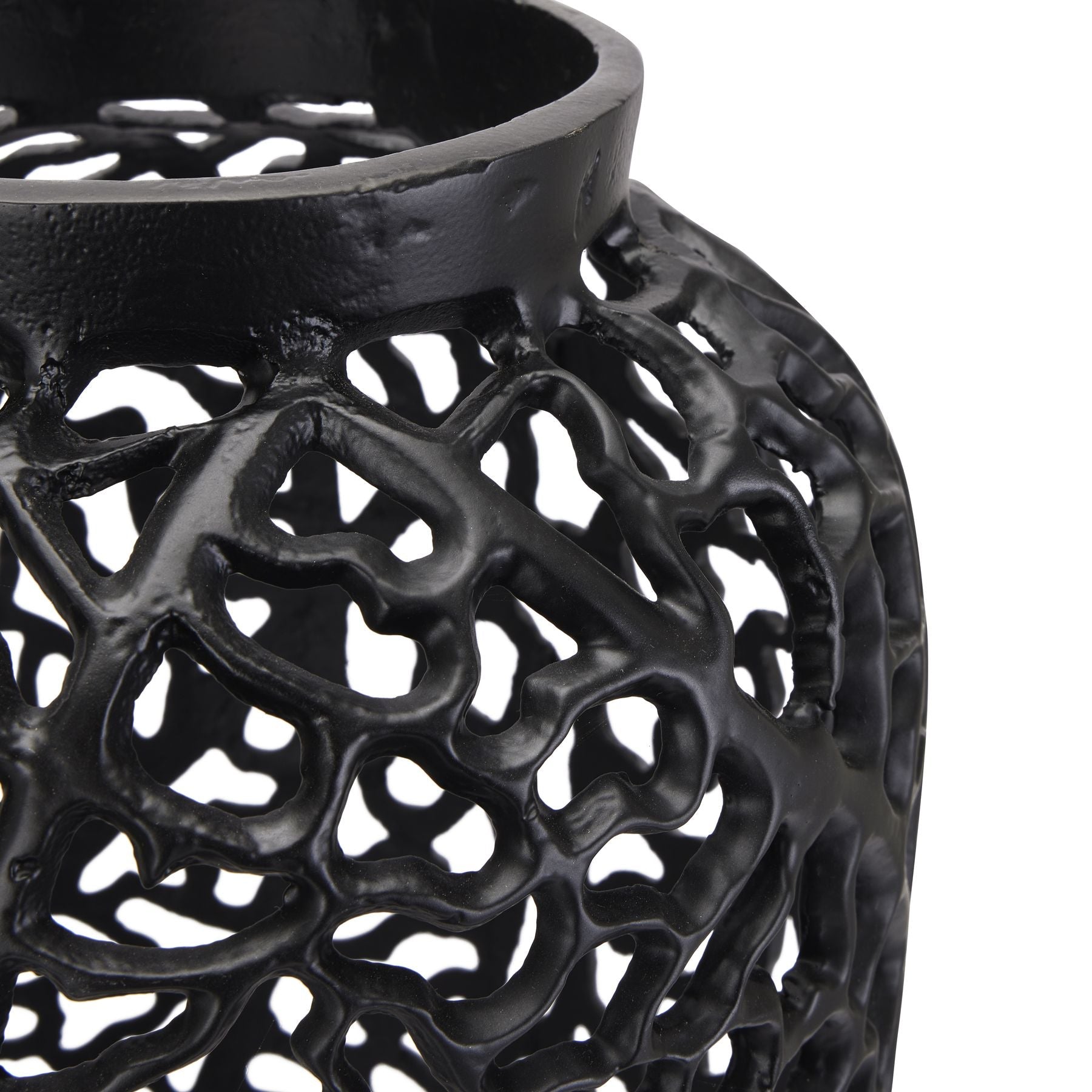 Exquisite Black Cast Lattice Vase for Modern Decor - Darlington's Décor
