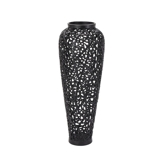 Exquisite Black Cast Lattice Vase for Modern Decor - Darlington's Décor