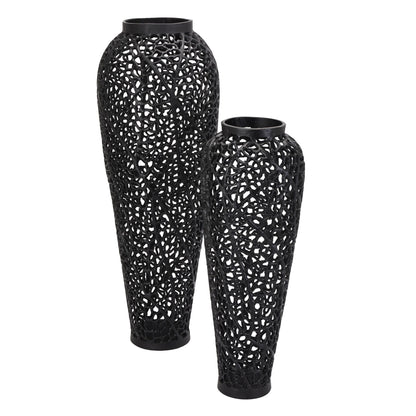 Exquisite Black Cast Lattice Vase for Modern Decor - Darlington's Décor