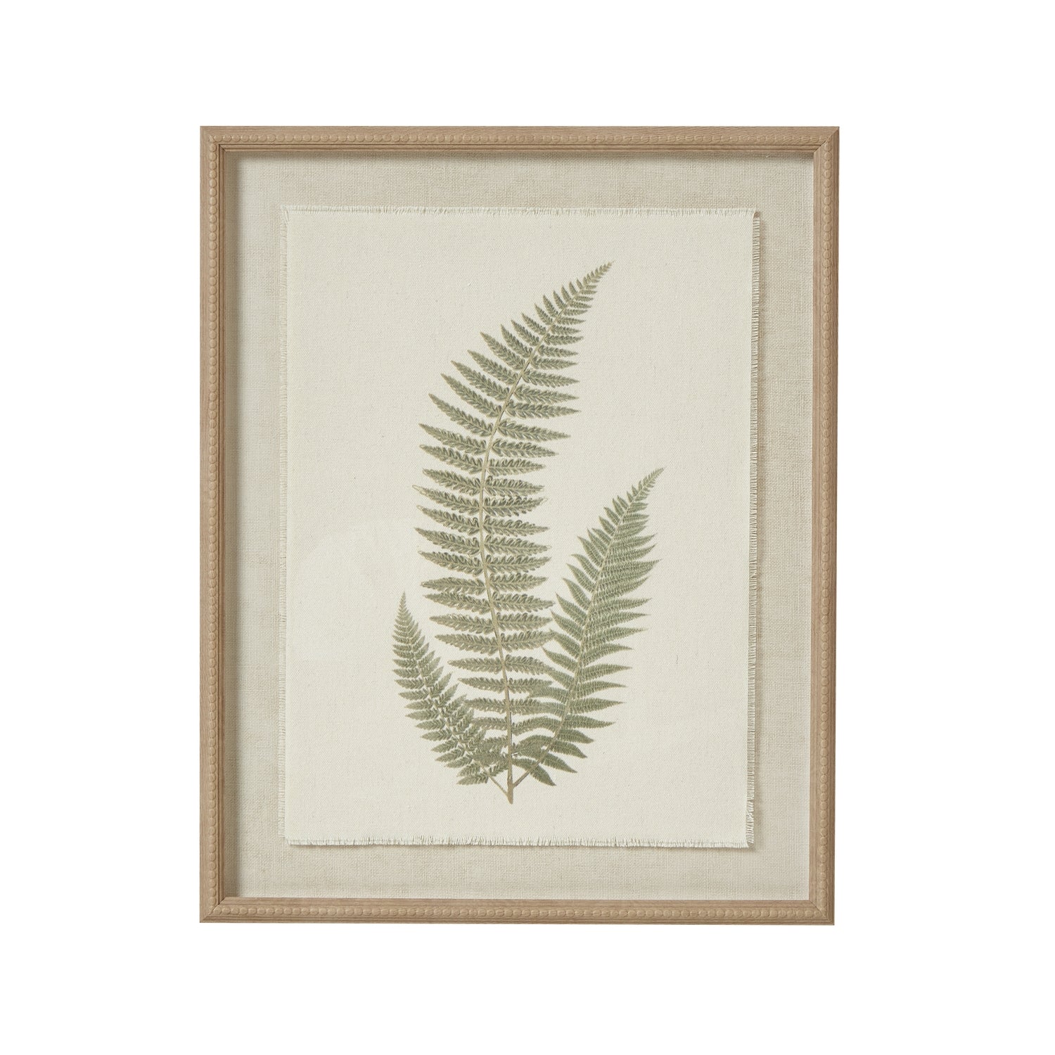 Fern Art On Texture - Torn Paper With Beaded Frame Elegance - Darlington's Décor