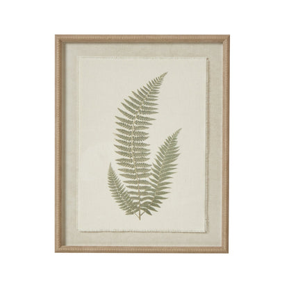 Fern Art On Texture - Torn Paper With Beaded Frame Elegance - Darlington's Décor