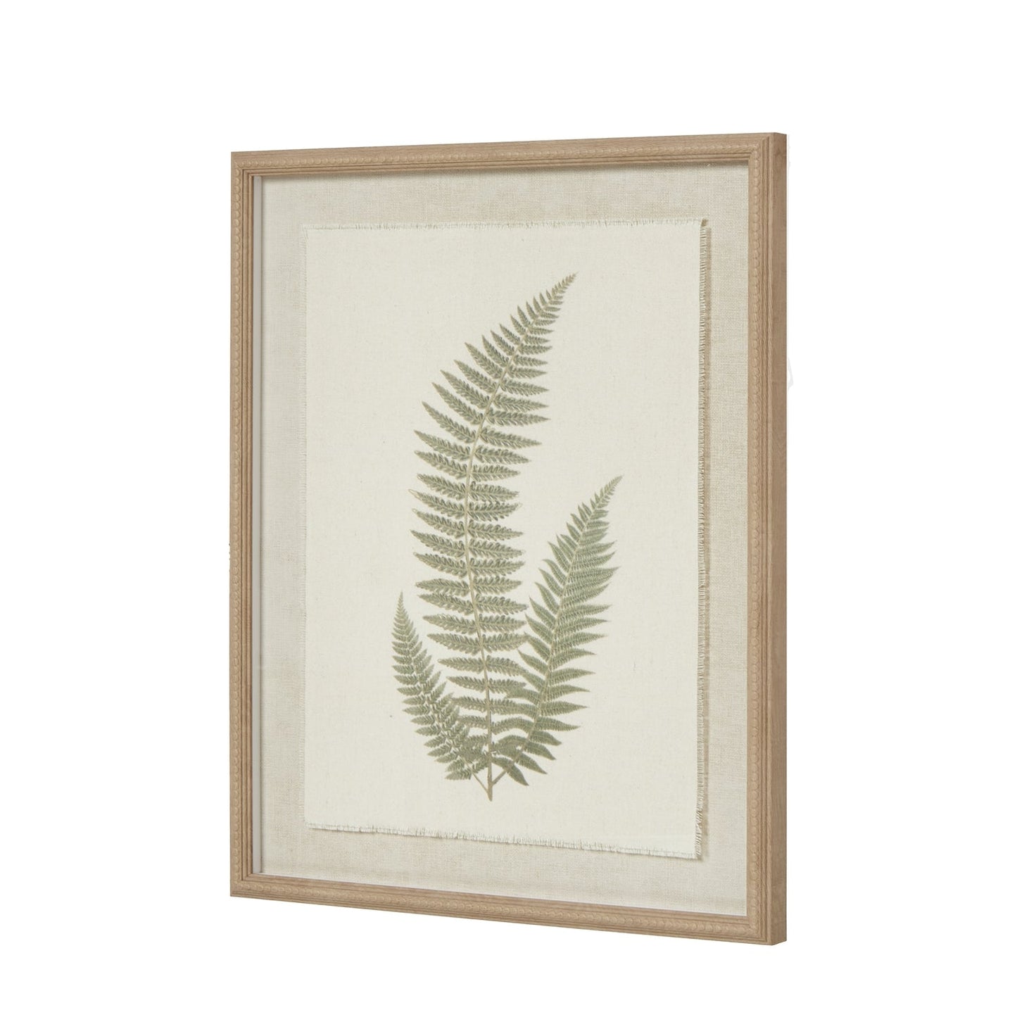 Fern Art On Texture - Torn Paper With Beaded Frame Elegance - Darlington's Décor