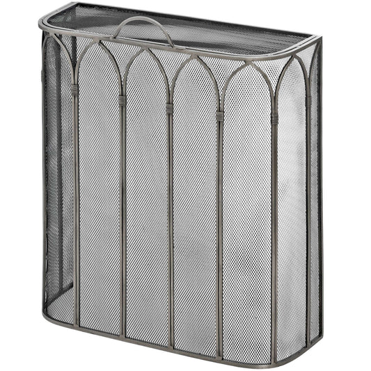 Gothic Antique Pewter Firescreen for Elegant Spark Protection - Darlington's Décor