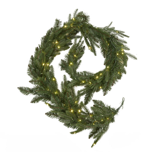 Green Pre - Lit Woodland 200 Led Fir Christmas Garland - Darlington's Décor