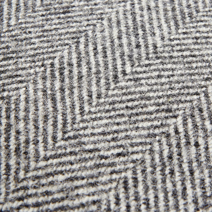 Grey Herringbone Pure Wool Cushion With Piped Edge Elegance - Darlington's Décor