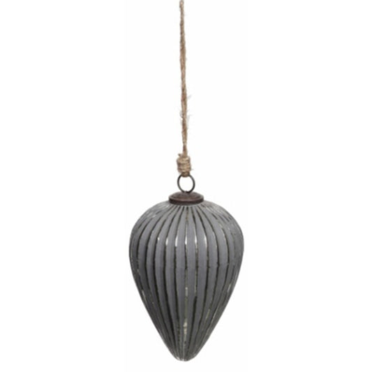 Grey Metallic Collection Large Cone Bauble for Modern Elegance - Darlington's Décor