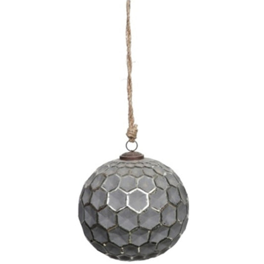 Grey Metallic Collection Large Honey Combe Bauble Elegance - Darlington's Décor