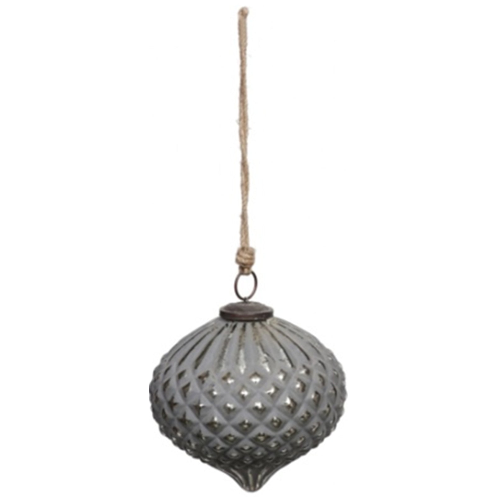 Grey Metallic Collection Large Teardrop Combe Bauble Elegance - Darlington's Décor