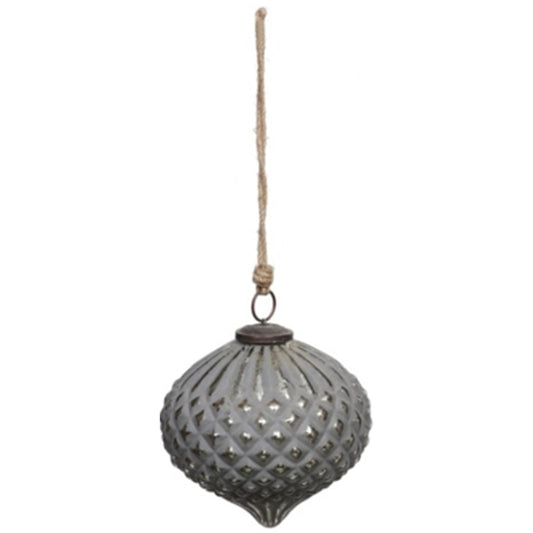 Grey Metallic Collection Large Teardrop Combe Bauble Elegance - Darlington's Décor